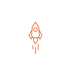 Rocket line ship isolated on white. Flat icon. Vector illustration with flying rocket.