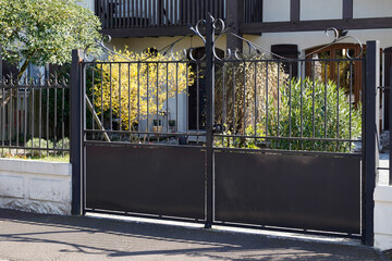 street suburb home black steel classic house or gate garden access