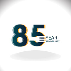 85 Year Anniversary Celebration Blue Color Vector Template Design Illustration