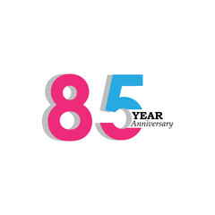 85 Year Anniversary Celebration Color Vector Template Design Illustration