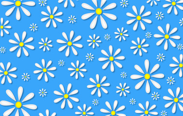 beautiful illustration of daisies on a blue background