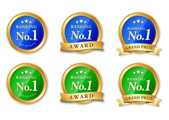 メダル　青　緑　No.a