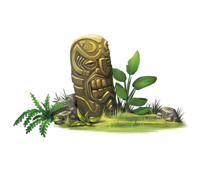 Totem Tiki sur fond isol&eacute;