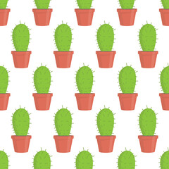 Cactus seamless pattern on white background. Plant texture. It be perfect for fabric, digital paper and more