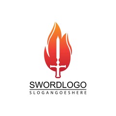 Sword Fire Logo Vector Template Design