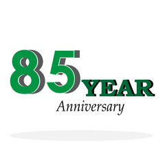 85 Year Anniversary Celebration Green Background Color Vector Template Design Illustration