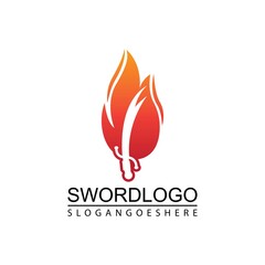Sword Fire Logo Vector Template Design