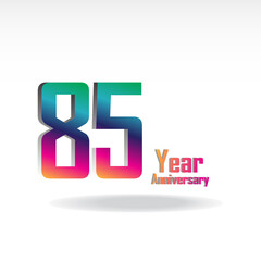 85 Year Anniversary Celebration Color Vector Template Design Illustration