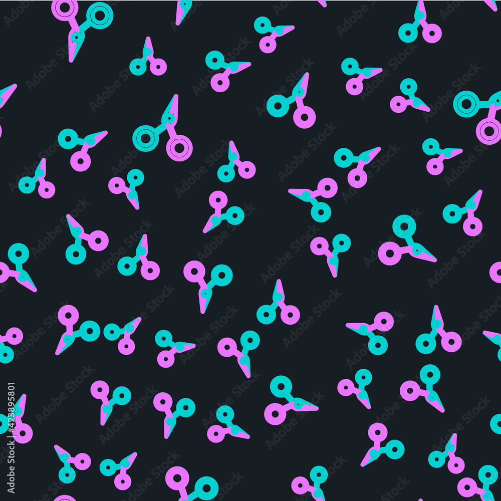 Poster line scissors icon isolated seamless pattern on black background. cutting tool sign. vector illustra
