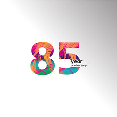 85 Year Anniversary Celebration Rainbow Color Vector Template Design Illustration