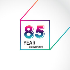 85 Year Anniversary Celebration Rainbow Color Vector Template Design Illustration