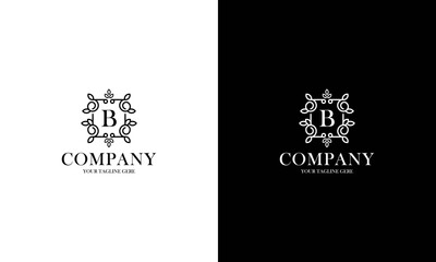 Letter B logo or monogram. For your business. Vector sign. Beautiful flower and leaf style. Personal logo.