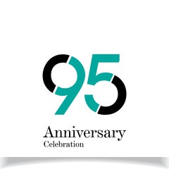 95 Year Anniversary Celebration Blue Color Vector Template Design Illustration