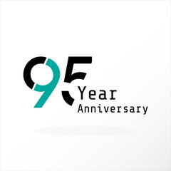 95 Year Anniversary Celebration Blue Color Vector Template Design Illustration