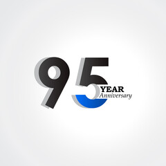 95 Year Anniversary Celebration Blue Color Vector Template Design Illustration