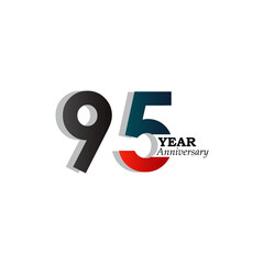 95 Year Anniversary Celebration Blue Color Vector Template Design Illustration