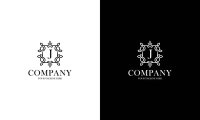 Letter J logo or monogram. For your business. Vector sign. Beautiful flower and leaf style. Personal logo.