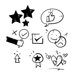 hand drawn doodle Feedback and review thin icons illustration symbol