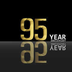 95 Year Anniversary Celebration Gold Background Color Vector Template Design Illustration