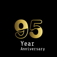 95 Year Anniversary Celebration Gold Background Color Vector Template Design Illustration