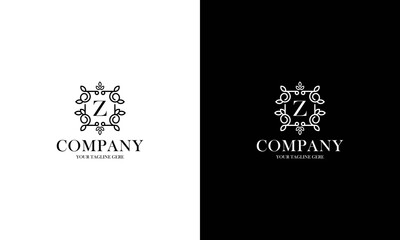 Letter Z logo or monogram. For your business. Vector sign. Beautiful flower and leaf style. Personal logo.