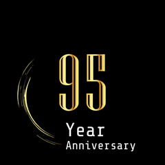 95 Year Anniversary Celebration Gold Background Color Vector Template Design Illustration