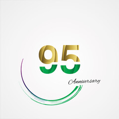 95 Year Anniversary Celebration White Background Color Vector Template Design Illustration