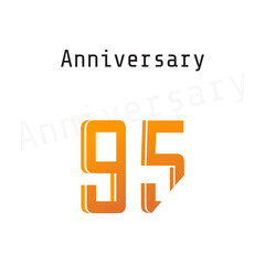 95 Year Anniversary Celebration Yellow Color Vector Template Design Illustration