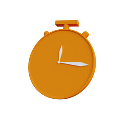 3d illustration oranye clock time with white background