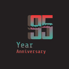 95 Year Anniversary Celebration Rainbow Color Vector Template Design Illustration