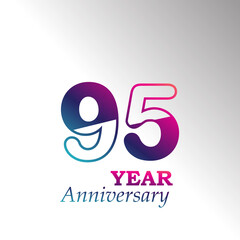 95 Year Anniversary Celebration Rainbow Color Vector Template Design Illustration