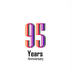 95 Year Anniversary Celebration Rainbow Color Vector Template Design Illustration