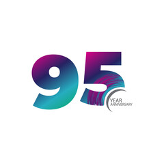 95 Year Anniversary Celebration Rainbow Color Vector Template Design Illustration