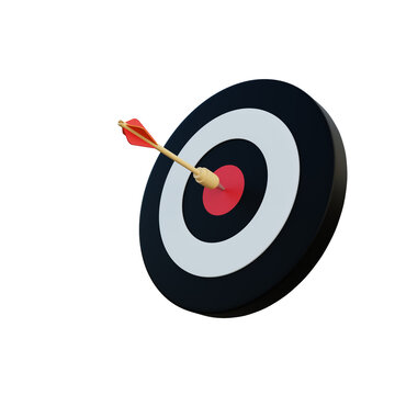 3d illustration archery arrow on targer and dartboard
