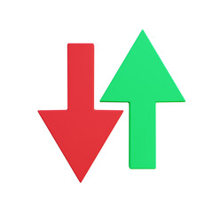 3d illustration of arrow down and up with white background