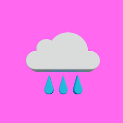 3d illustration drizzle icon with cloud and drop water