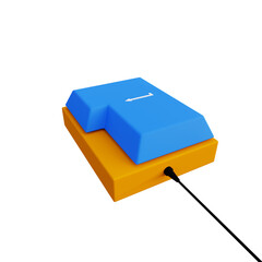 3d illustraton enter key with white background