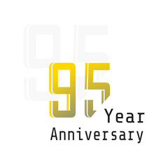 95 Year Anniversary Celebration Yellow Color Vector Template Design Illustration