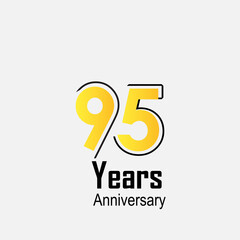 95 Year Anniversary Celebration Yellow Color Vector Template Design Illustration