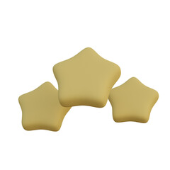 3d illustration of 3 yellow star with white background