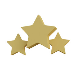 3d illustration of 3 yellow star with white background