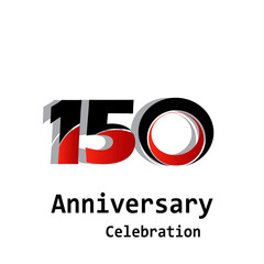 150 Year Anniversary Celebration Red Color Vector Template Design Illustration