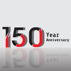 150 Year Anniversary Celebration Red Color Vector Template Design Illustration