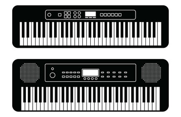 Electronic keyboard. Musical instruments. Silhouette vector