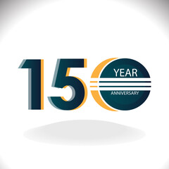150 Year Anniversary Celebration Blue Color Vector Template Design Illustration