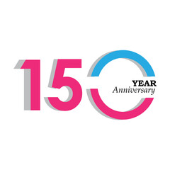 150 Year Anniversary Celebration Color Vector Template Design Illustration