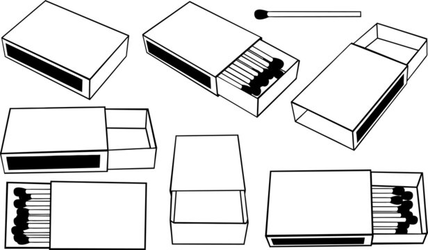 set of different matchboxes isolated on white