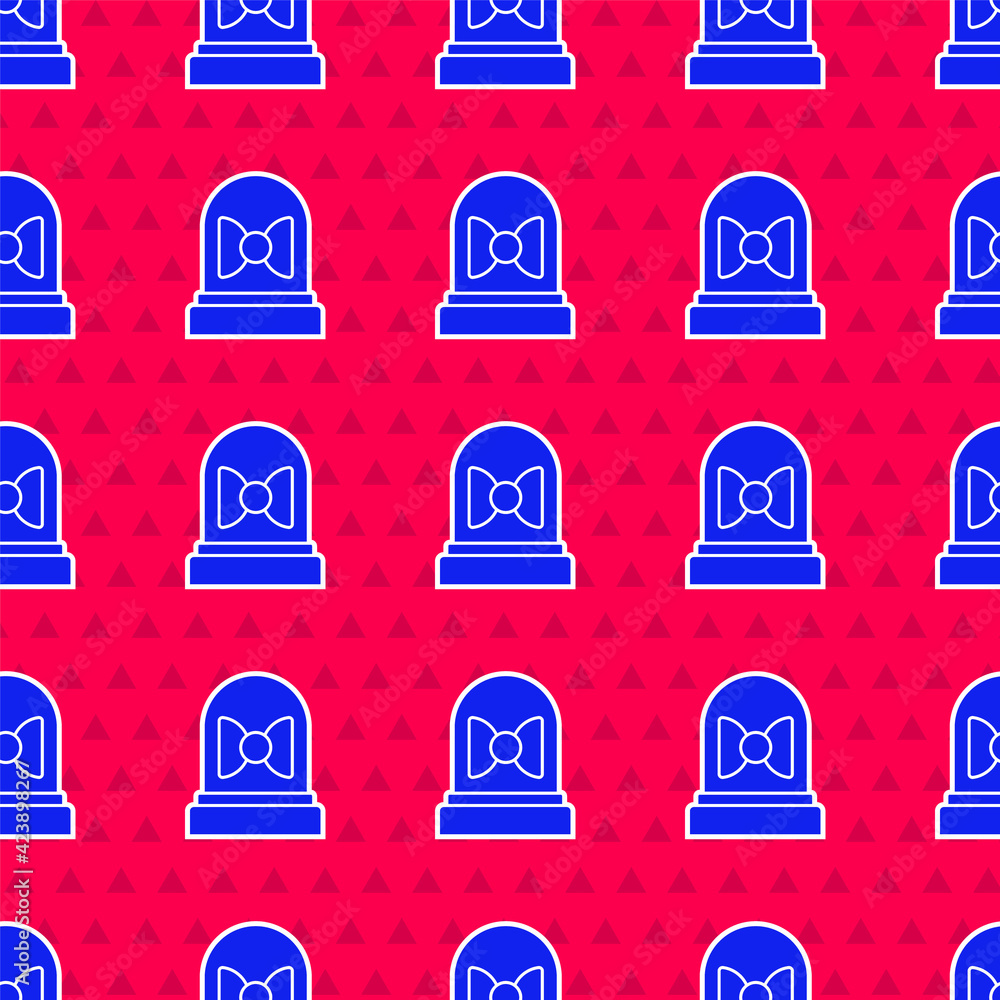 Poster blue motion sensor icon isolated seamless pattern on red background. vector