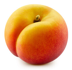 Peach with apricot leaves isolated