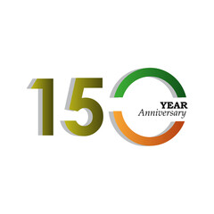 150 Year Anniversary Celebration Gold White Background Color Vector Template Design Illustration